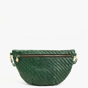 Clare V Grande Fanny in Evergreen Woven Zig-Zag